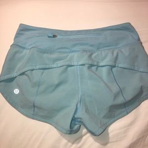 Lululemon light blue speed up shorts